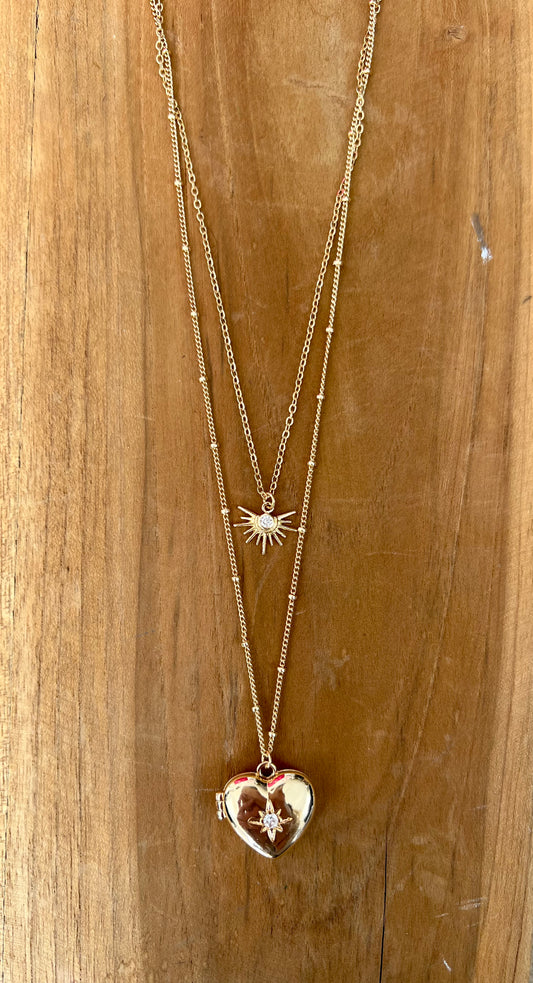 Heart & Sun Locket Necklace