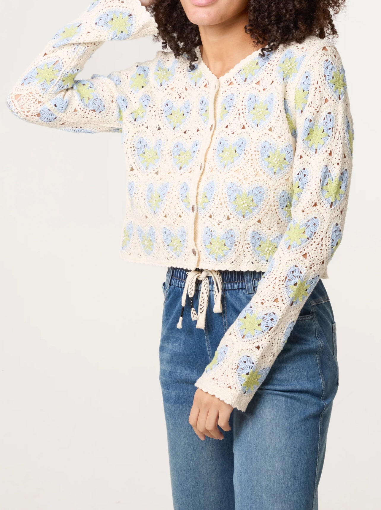Heart Pattern Crochet Cardigan