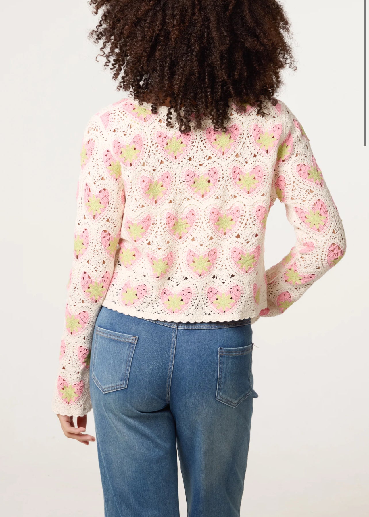 Heart Pattern Crochet Cardigan