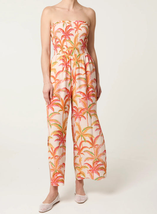 Side Split Palm Tree Jumpsuit