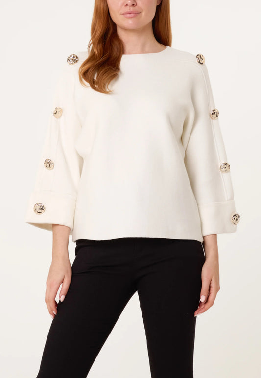 Gold Button Boxy Jumper