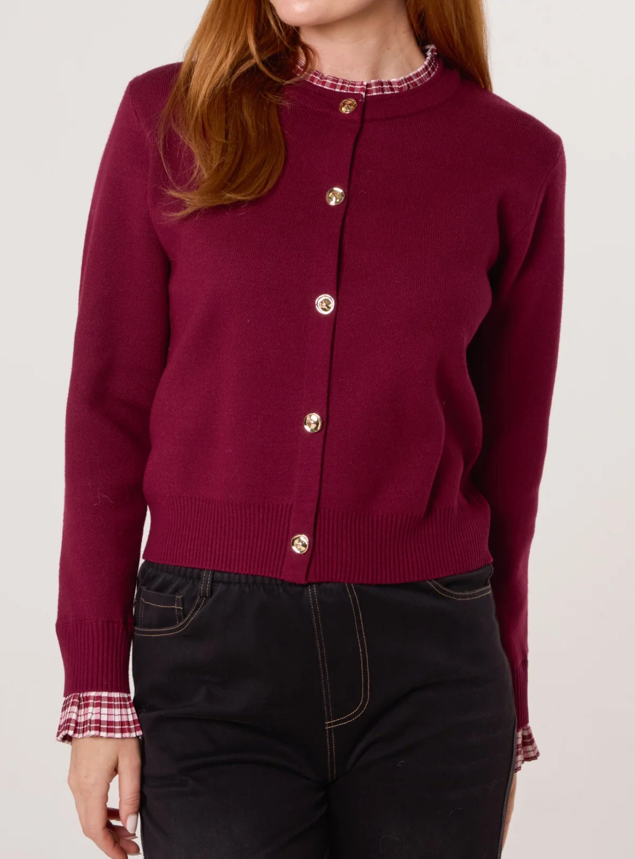 Tartan Trim Cardigan