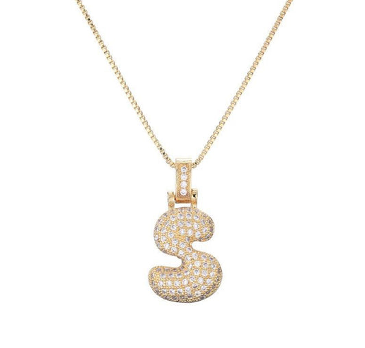 Bubble initial necklace