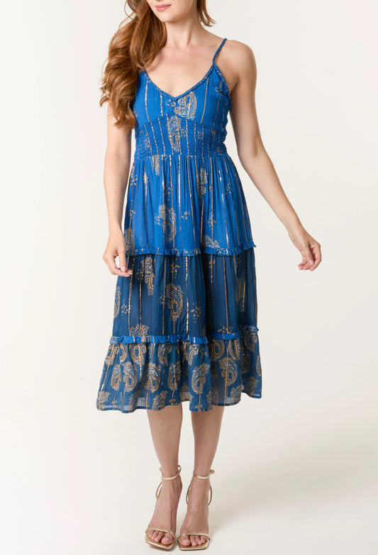 Gold Foil Paisley Dress