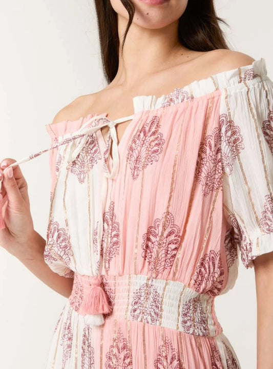 Gold and Pink Detail Tassel Dress
