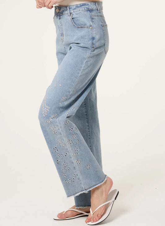 Floral Eyelet Jeans