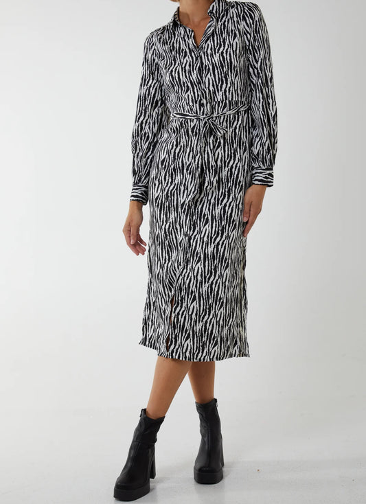 Zebra shirt dress