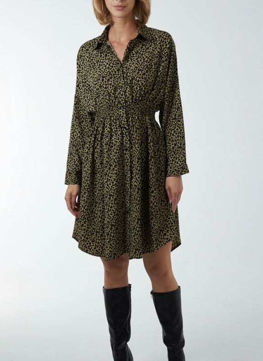 Cheetah print shirt dress