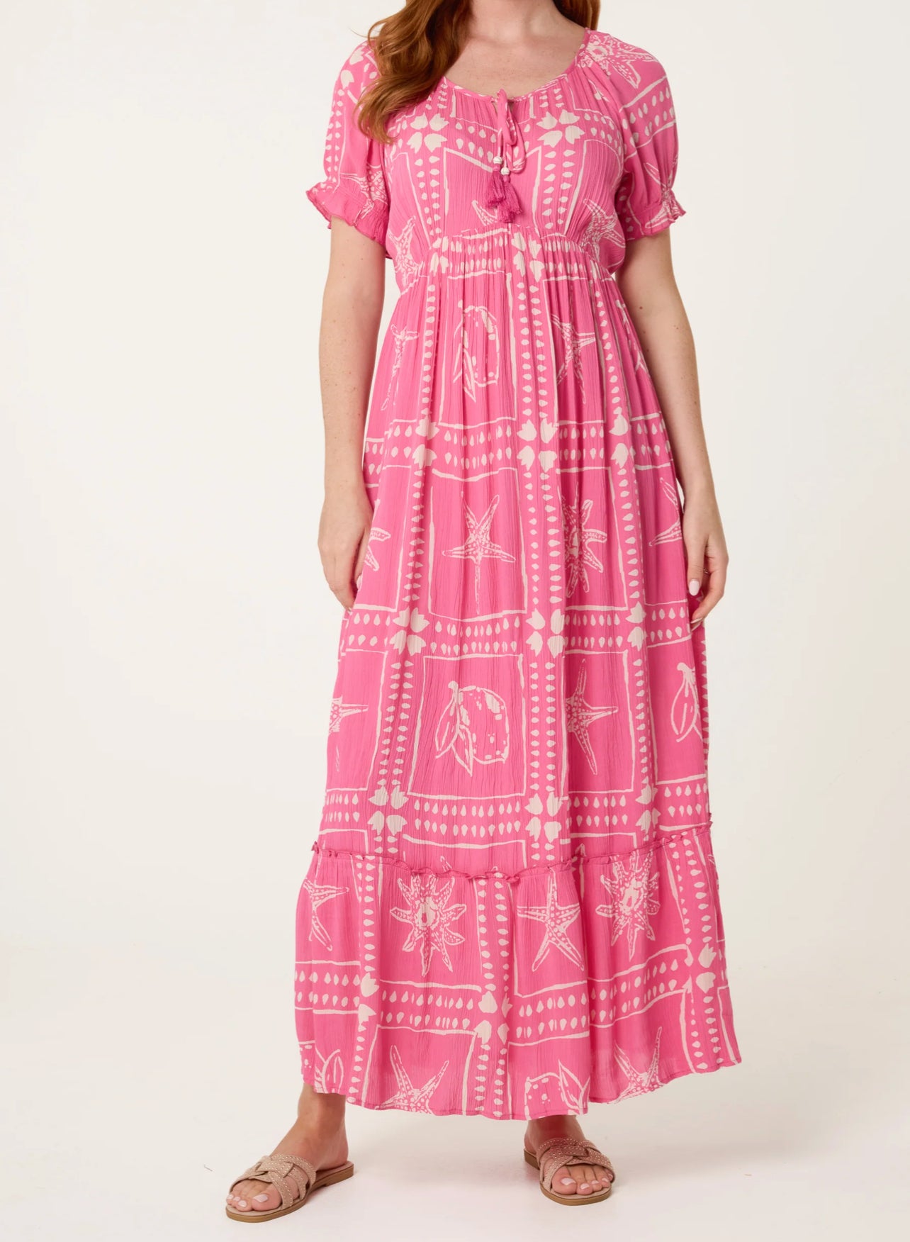 Star Fish Print Maxi Dress