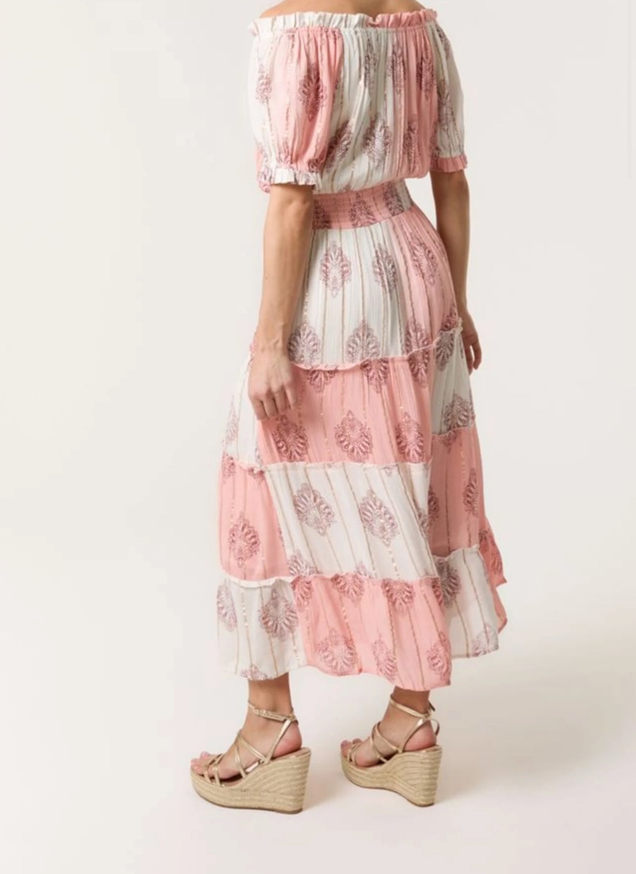 Gold and Pink Detail Tassel Dress