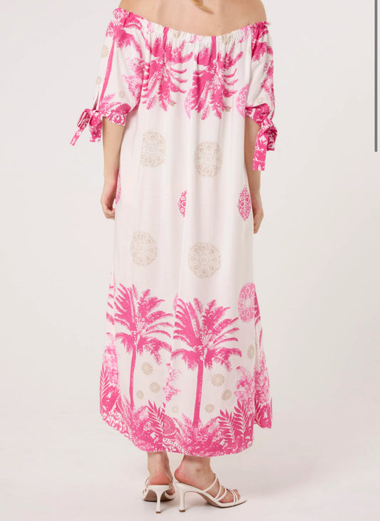 Palm Tree Bardot Dress
