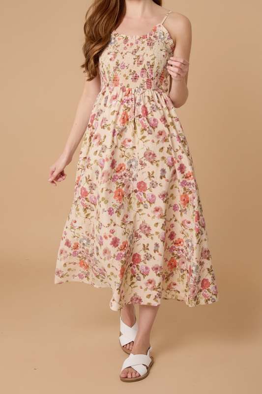 Floral Strappy Midi Dress