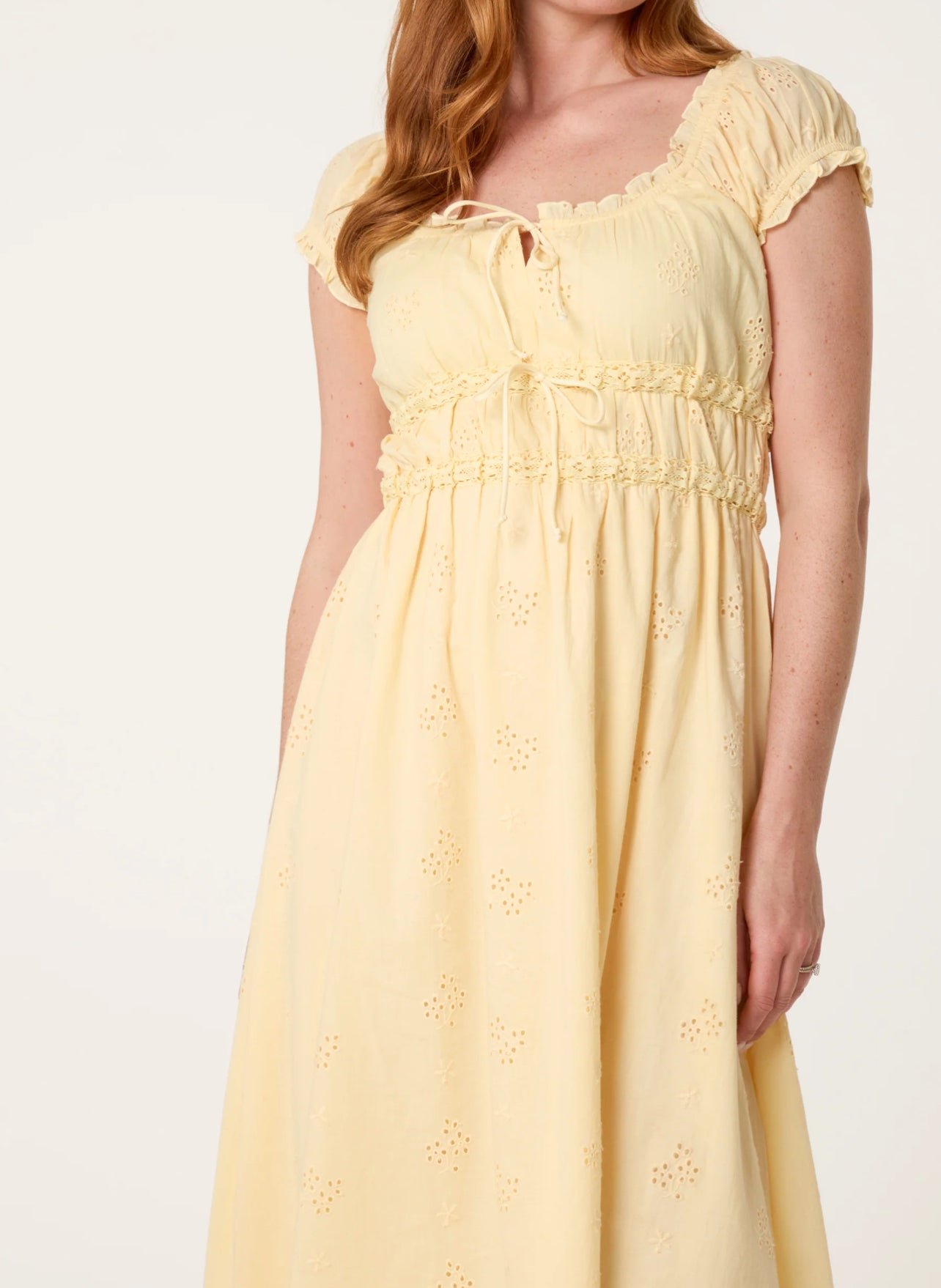 Broderie Tie Midi Dress