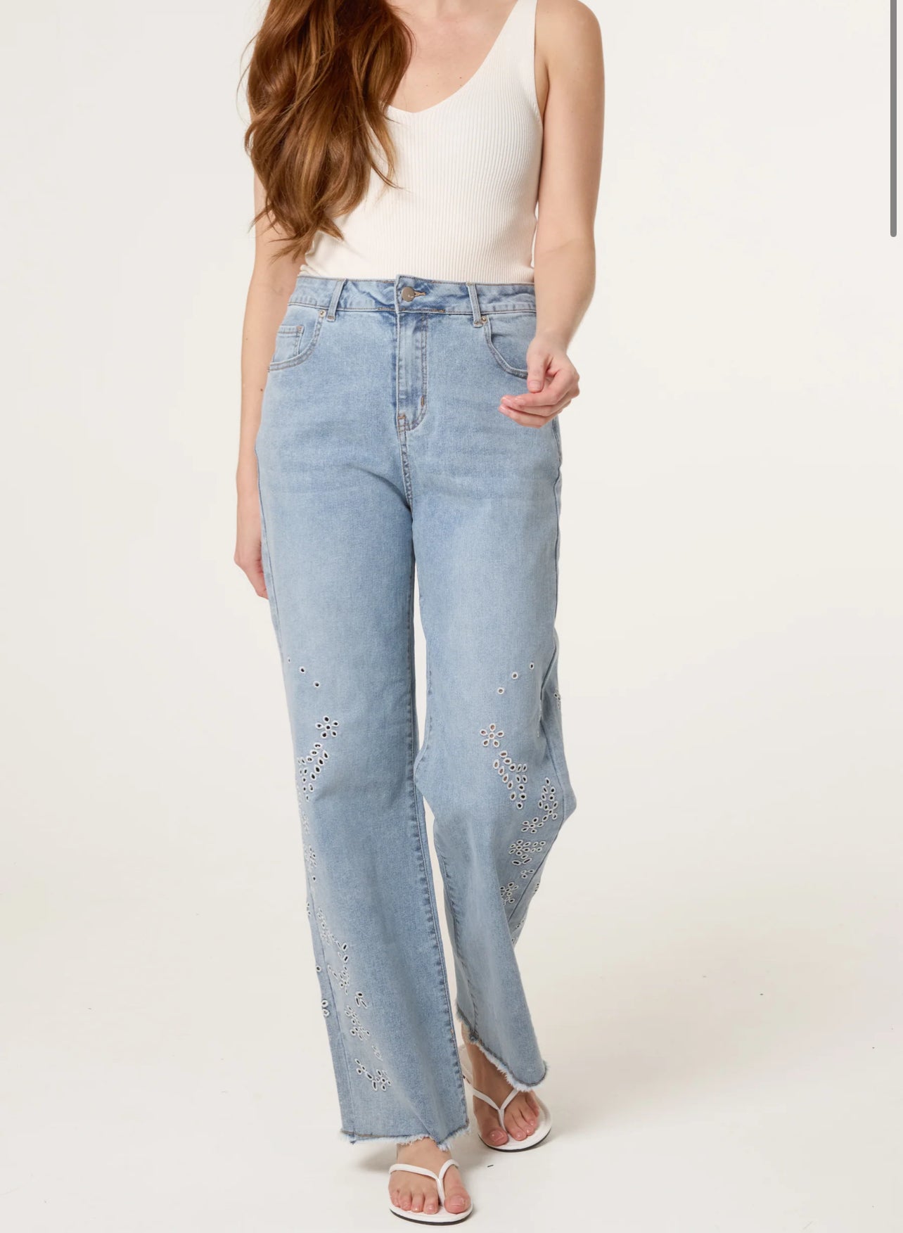 Floral Eyelet Jeans