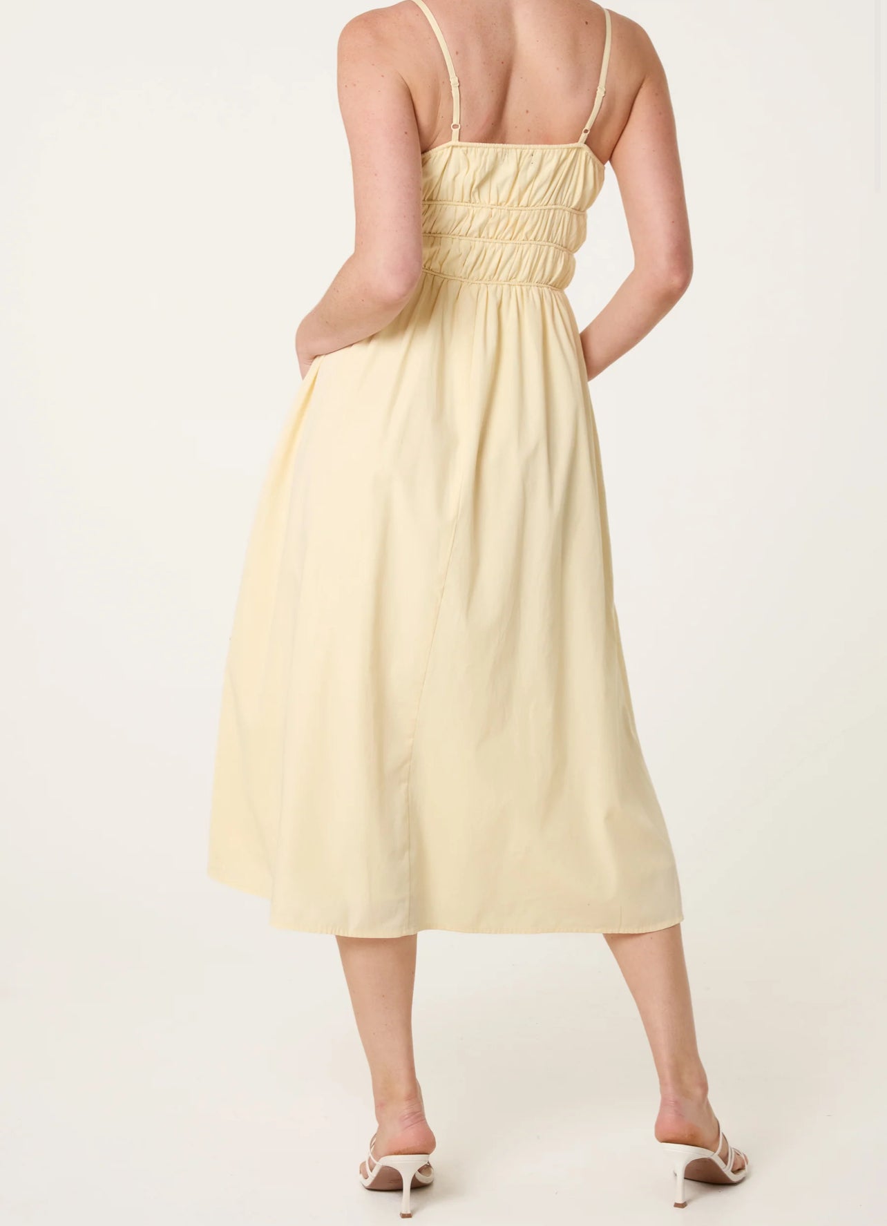 Ruched Strappy Midi Dress