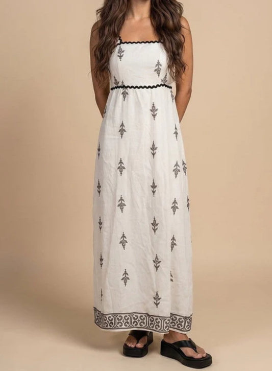 Contrast Trim Maxi Dress
