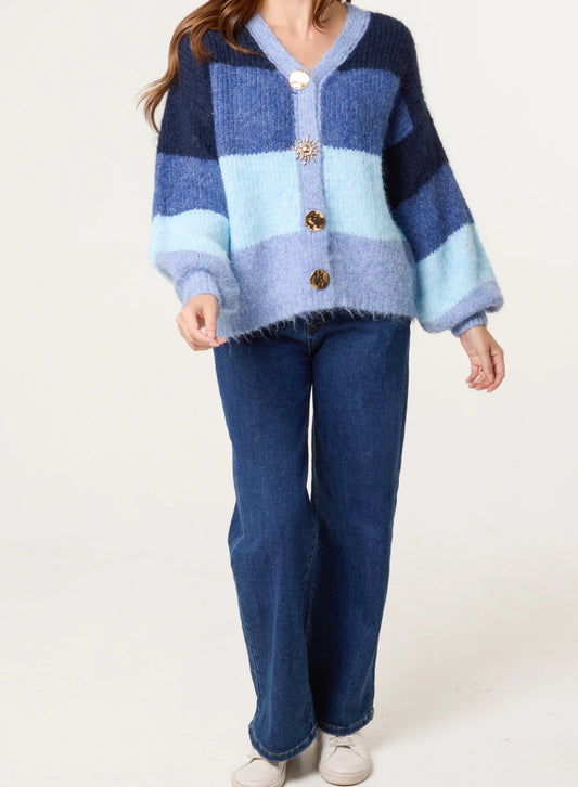 Block Stripe Knit Cardigan
