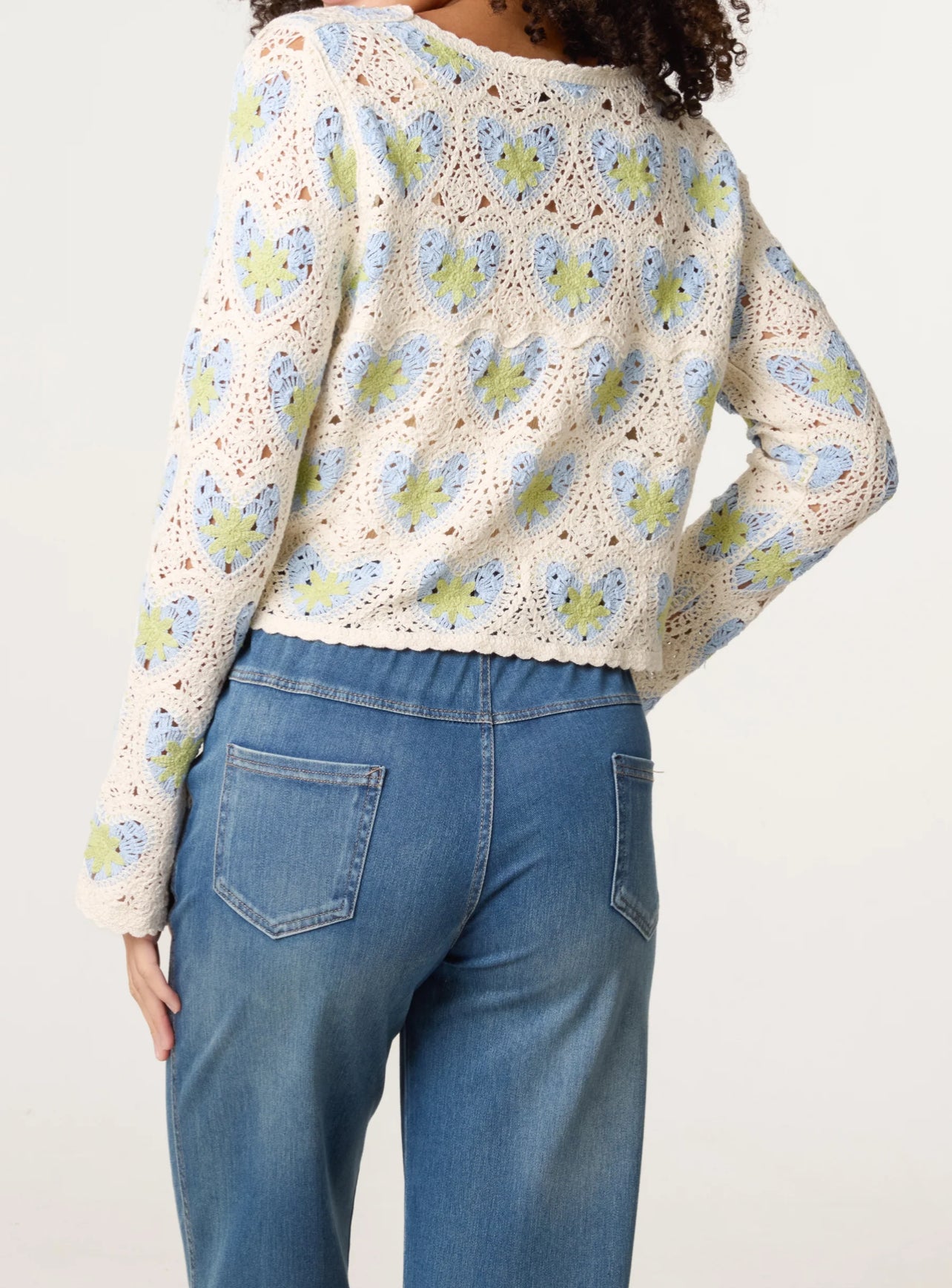 Heart Pattern Crochet Cardigan