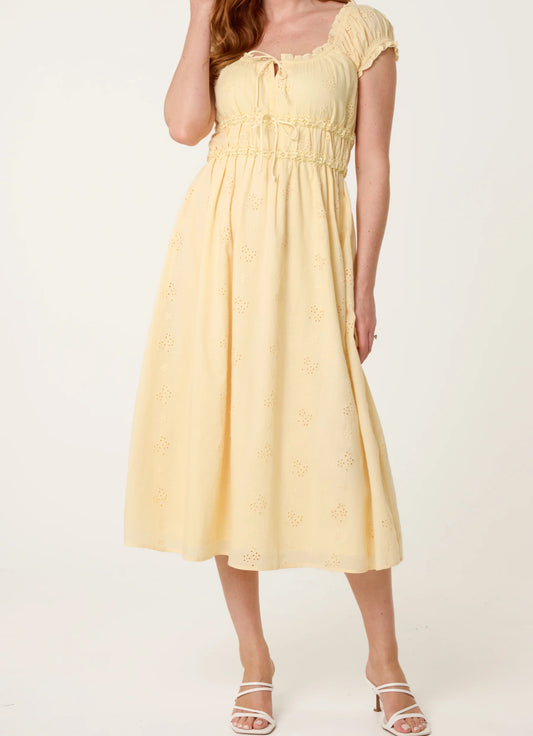 Broderie Tie Midi Dress