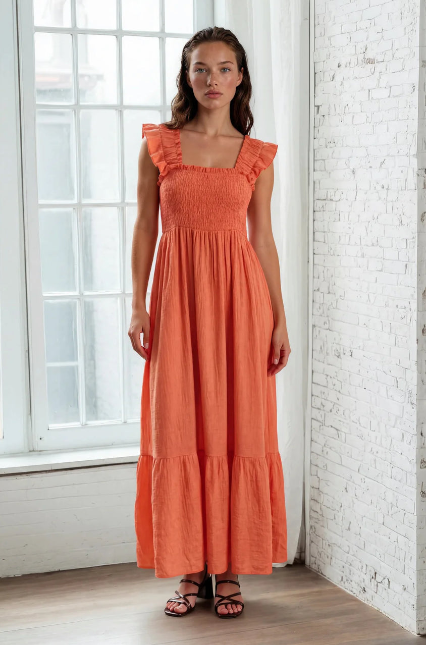 Crinkle Frill Strap Dress