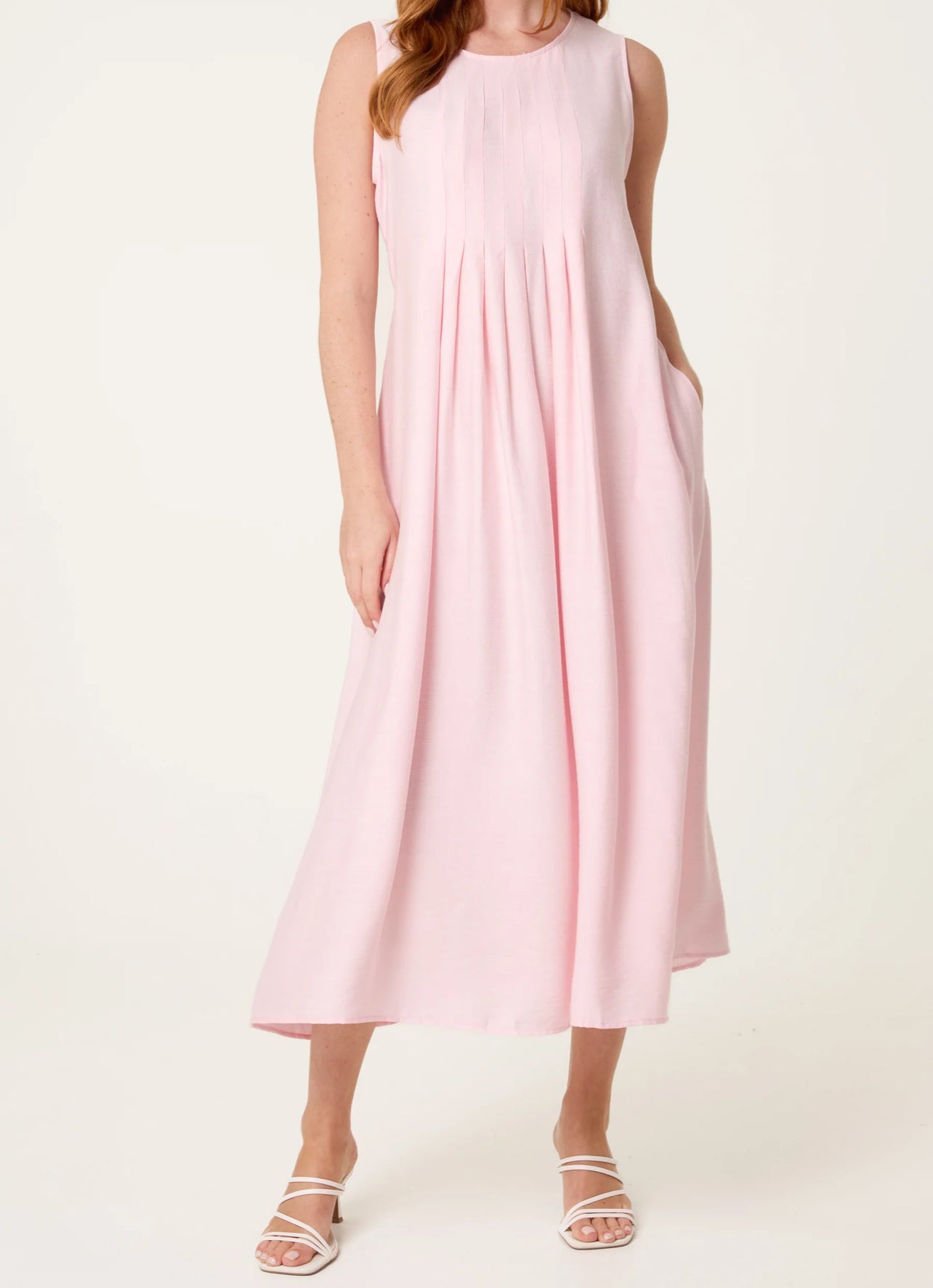 Plain Round Neck Midi Dress