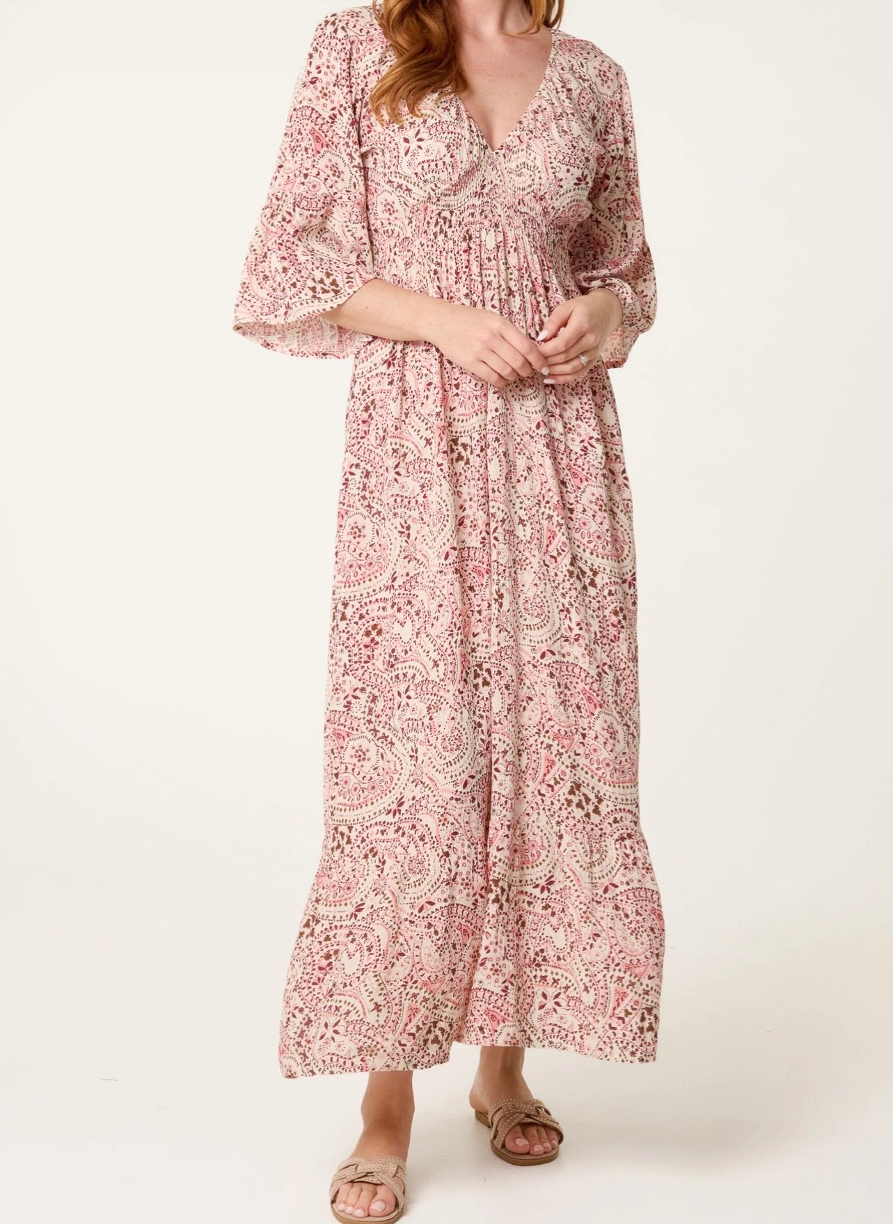 Paisley V Neck Dress