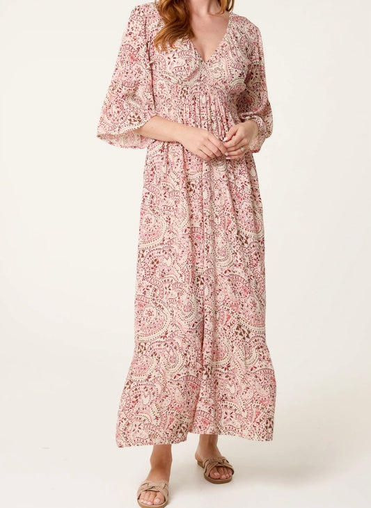 Paisley V Neck Dress