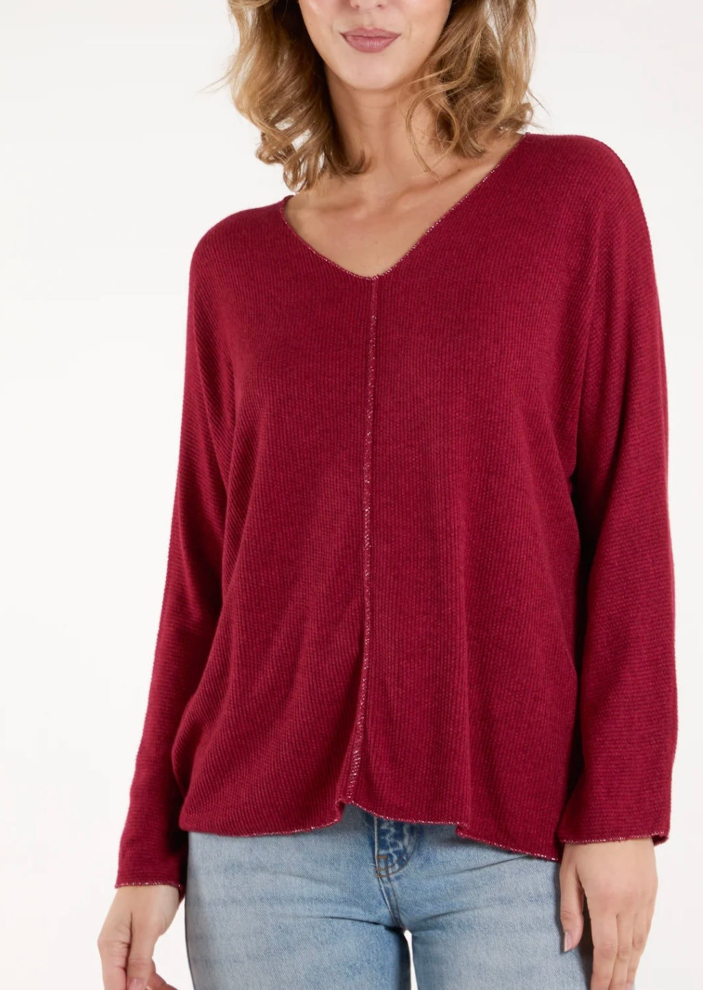 Lurex trim jumper