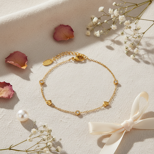 Heart CZ Dainty Bracelet