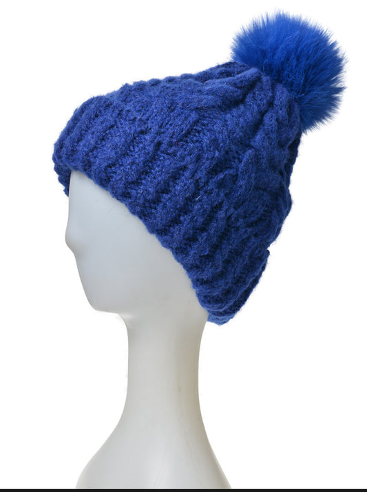 Soft Twisted Pompom Hats