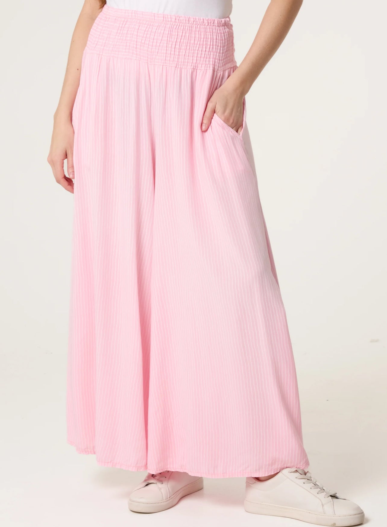 Pinstripe Wide Leg Trousers