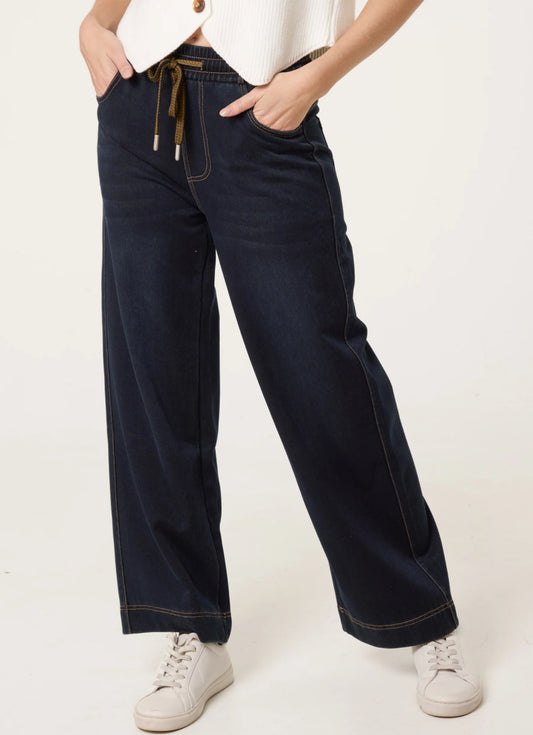 Wide Leg String Jeans