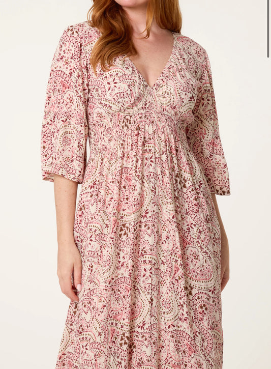 Paisley V Neck Dress