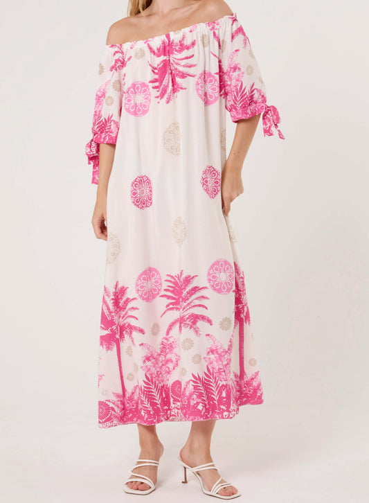 Palm Tree Bardot Dress
