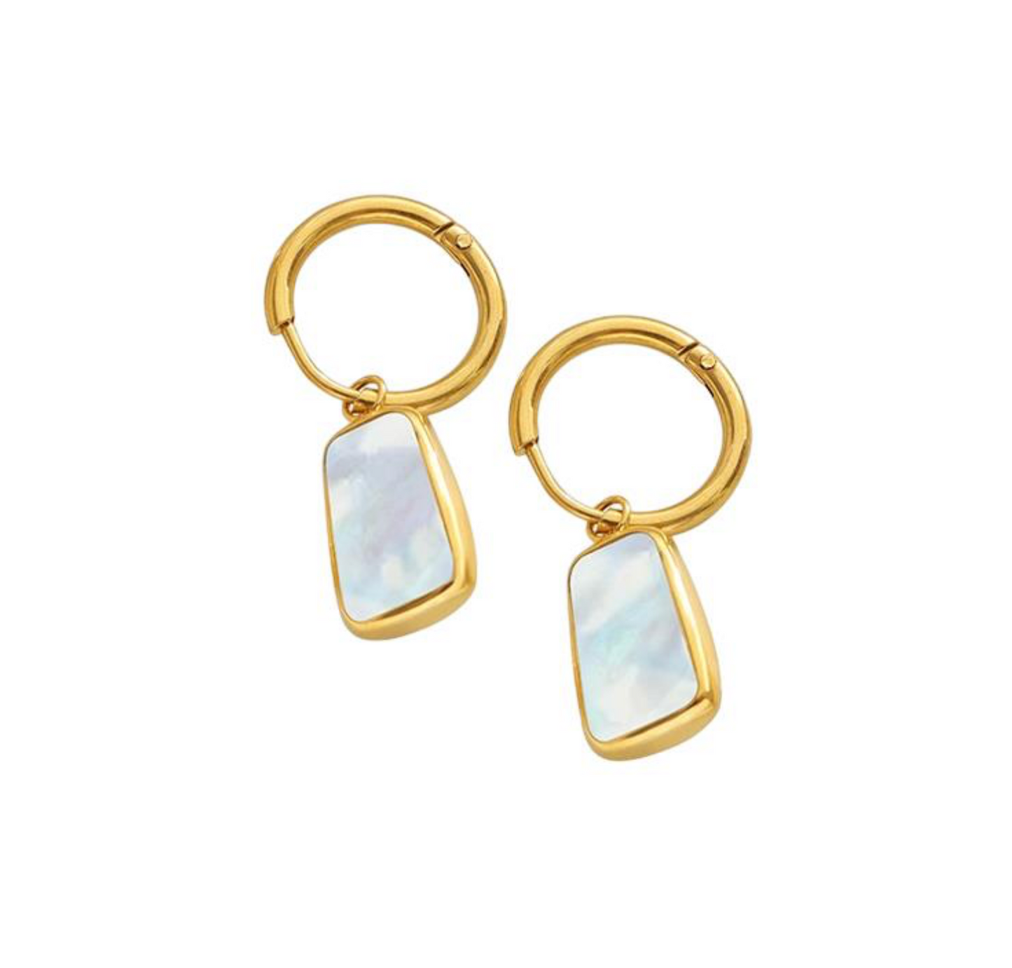 Rec mother of pearl drop earring