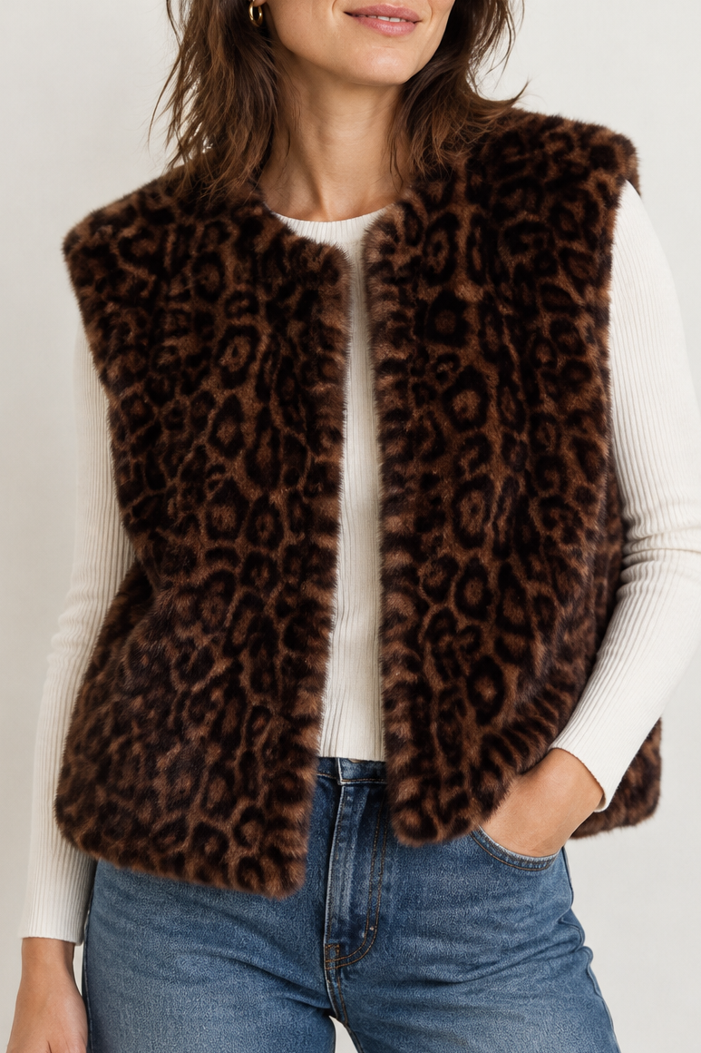 Leopard Faux Fur Gilet