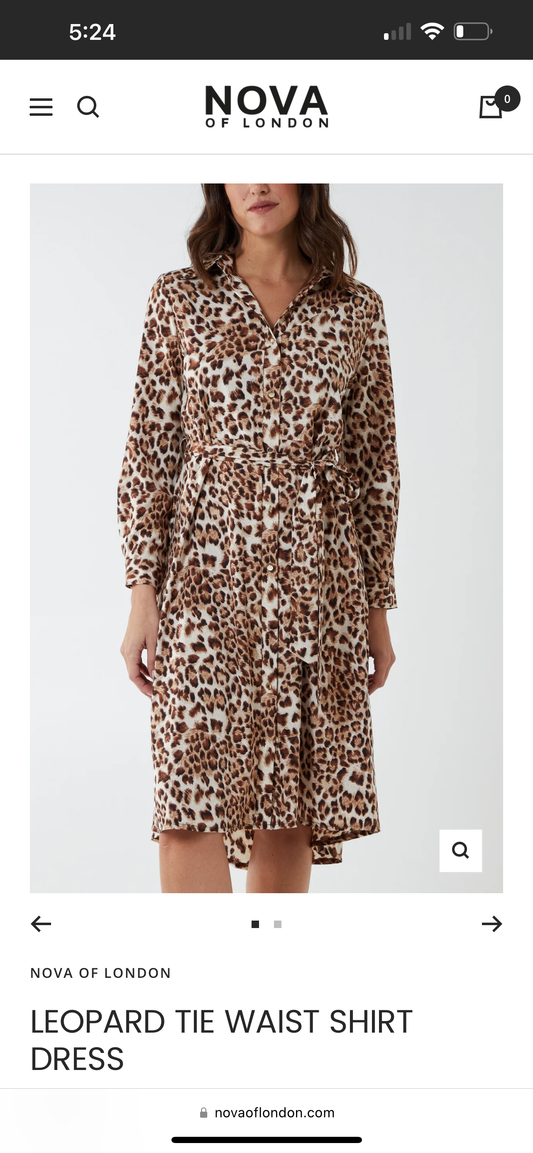 Leopard tie waist dress