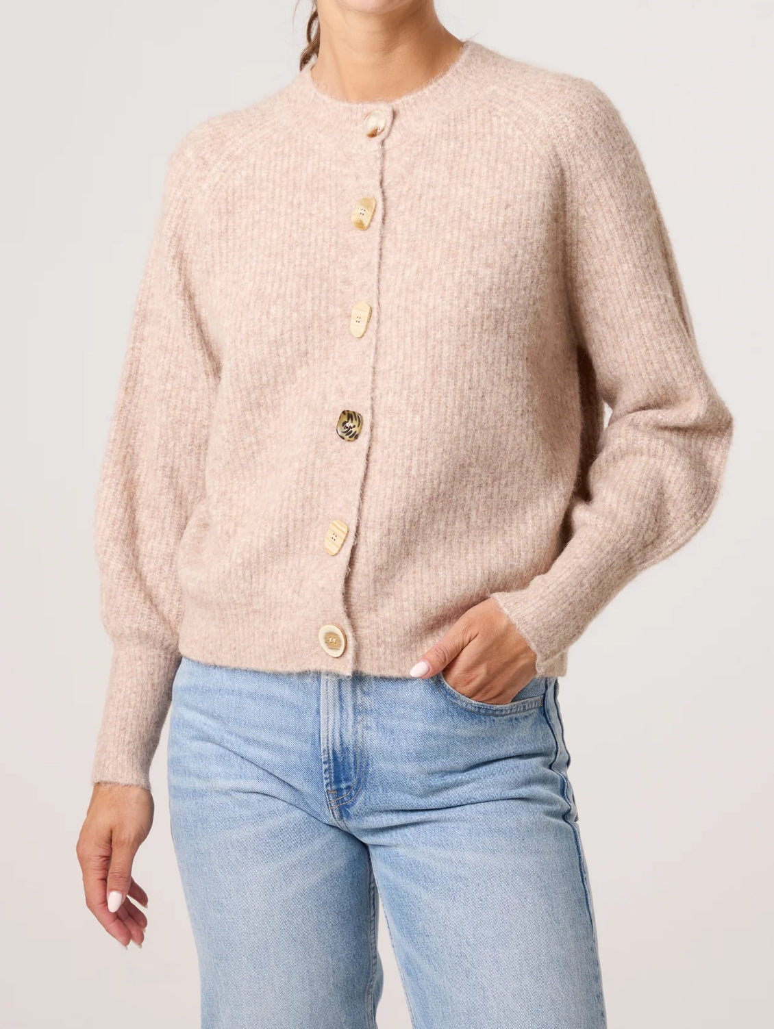 Print Button Knit Cardigan