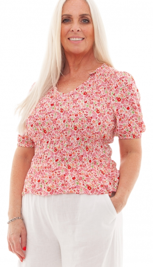Ditsy Floral Shirring Top
