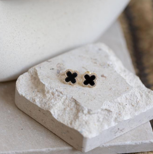 Crystal Encrusted Clover Studs