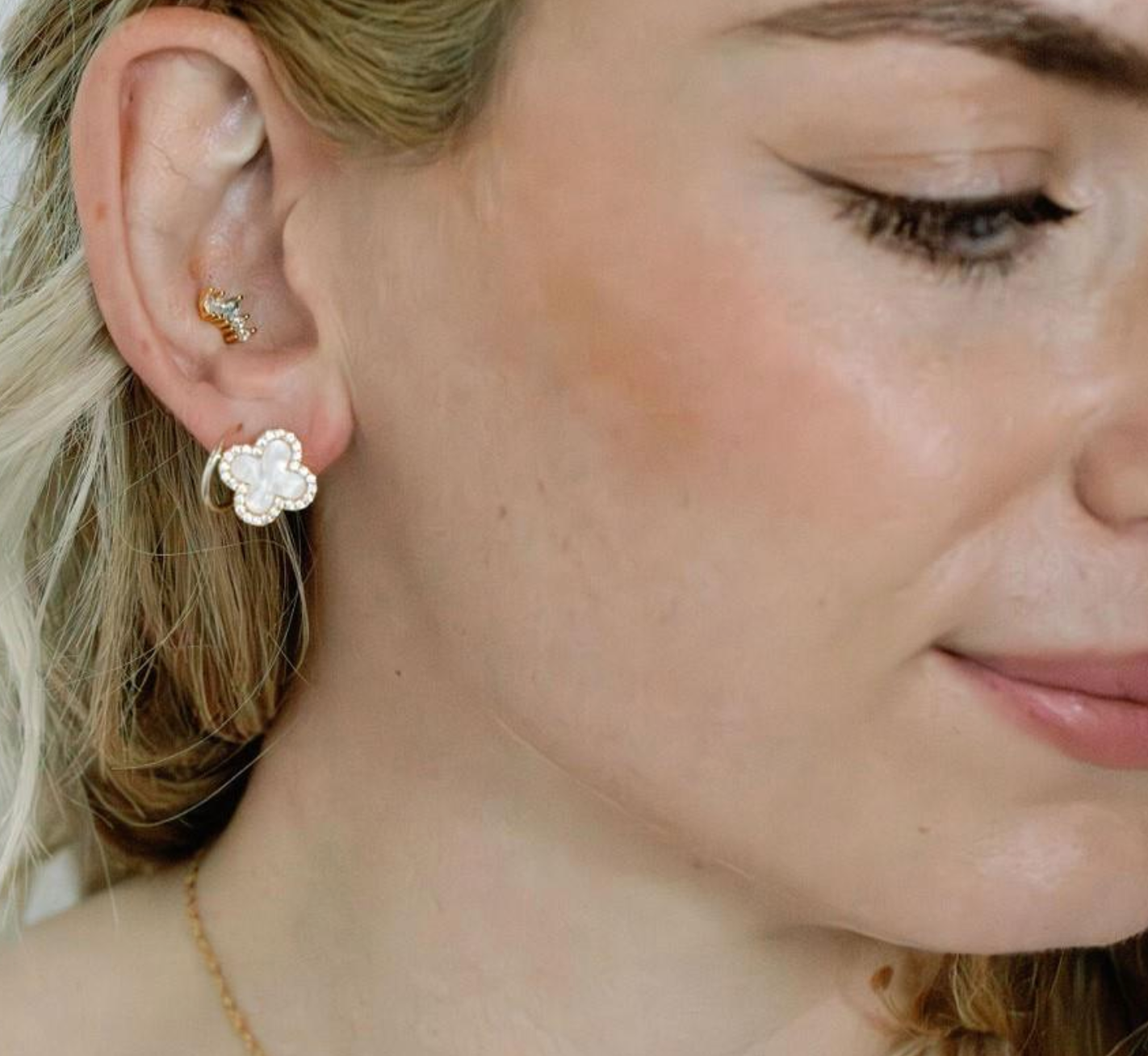Crystal Encrusted Clover Studs