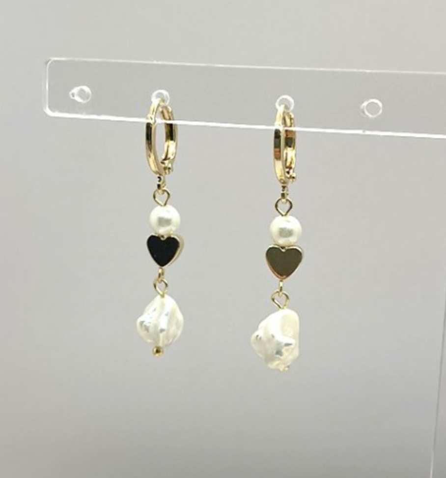 Pearl Heart Drop Earrings