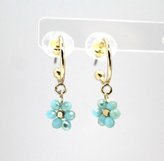 Handcraft Glass Bead Flower Drop Earrings
