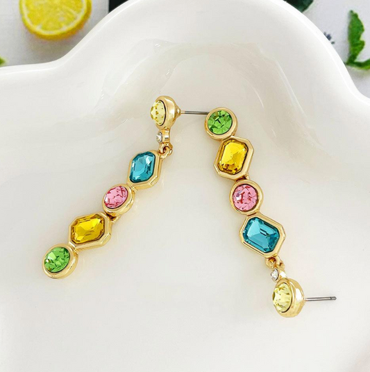Vibrant gem drop earring