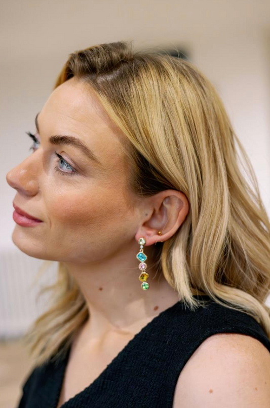 Vibrant gem drop earring