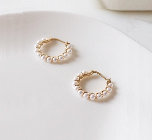 Faux pearl hoop