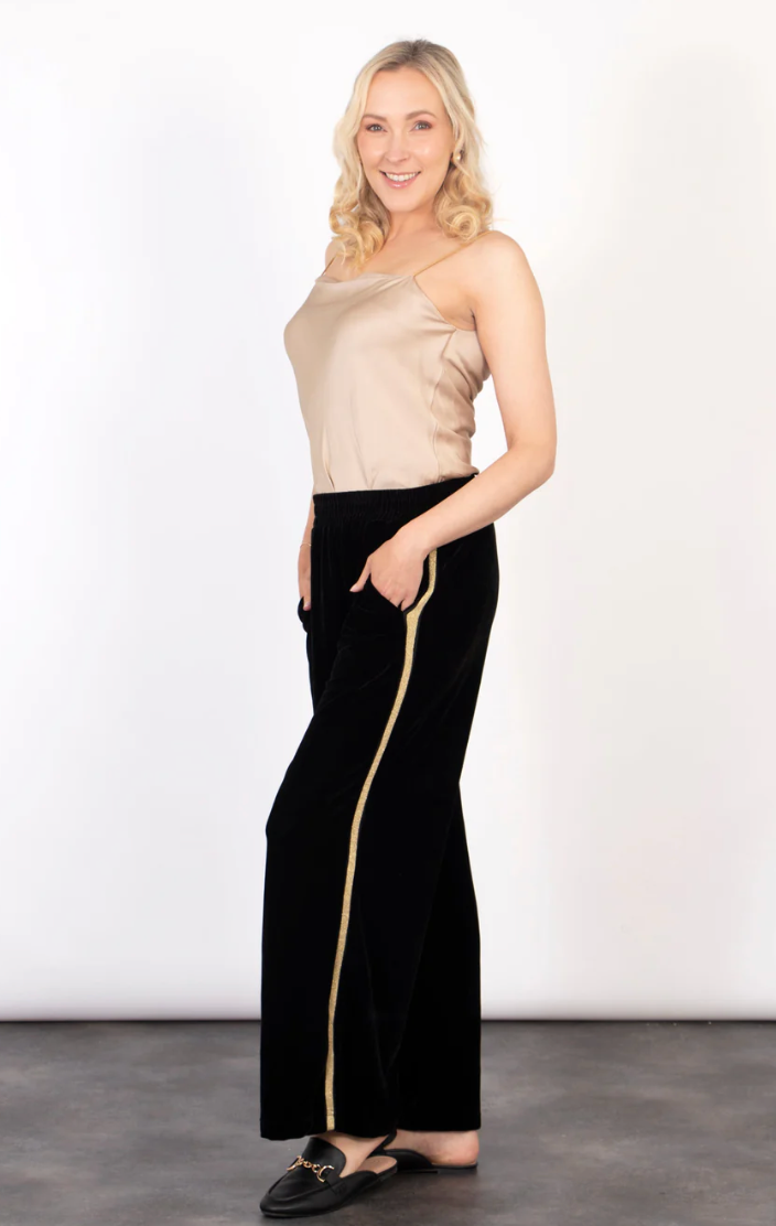 Velvet Trousers With Gold Stripe