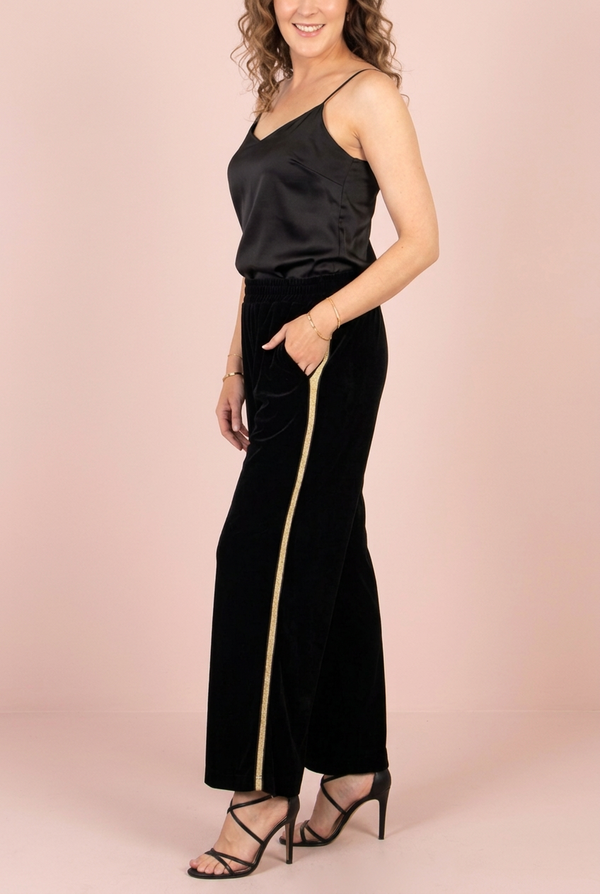 Velvet Trousers With Gold Stripe