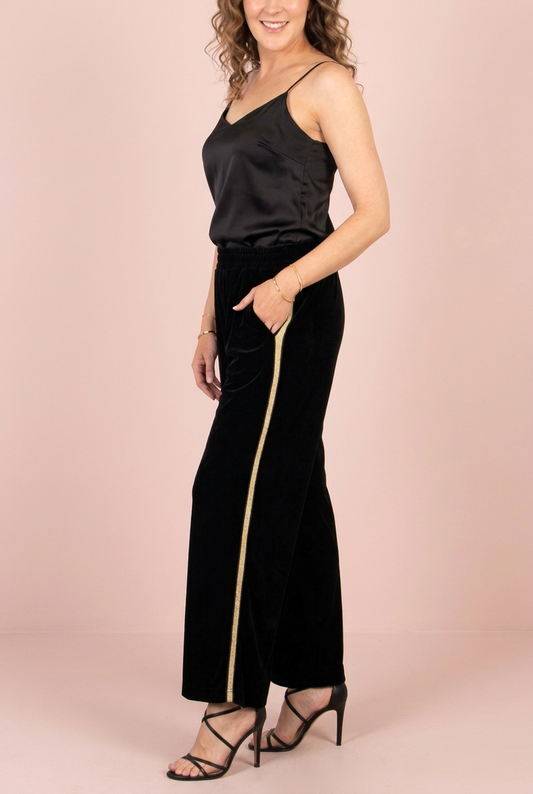 Velvet Trousers With Gold Stripe