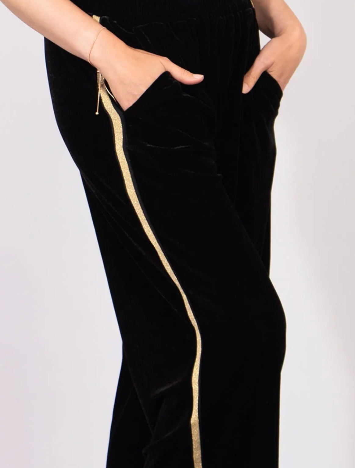 Velvet Trousers With Gold Stripe